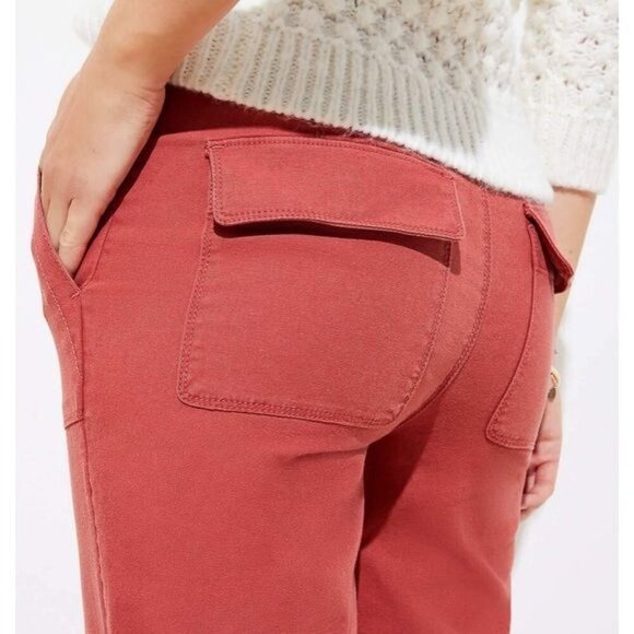Loft Ann Taylor Utility Jogger Tapered Trouser Pants High Waisted Red Pink 4 - Picture 3 of 11